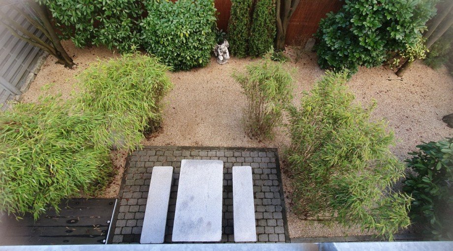 Aussicht auf den Garten vom Balkon Einfamilienhaus Stockstadt am Main