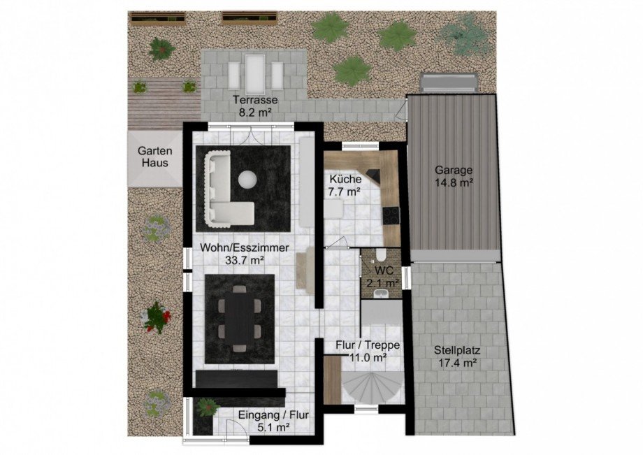 Grundriss Erdgeschoss Einfamilienhaus Stockstadt am Main
