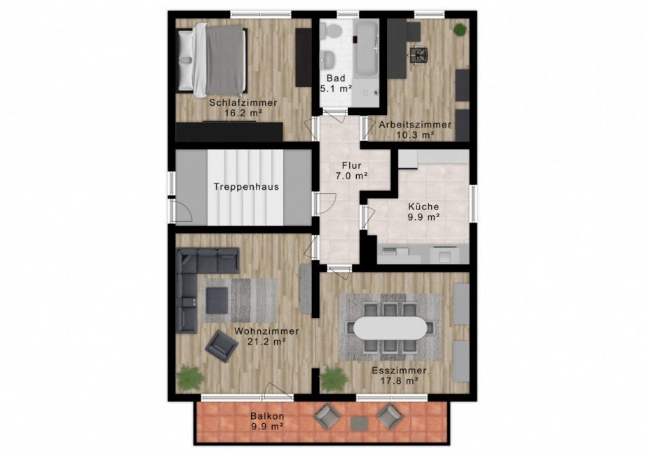Grundriss Erdgeschosswohnung Rodgau
