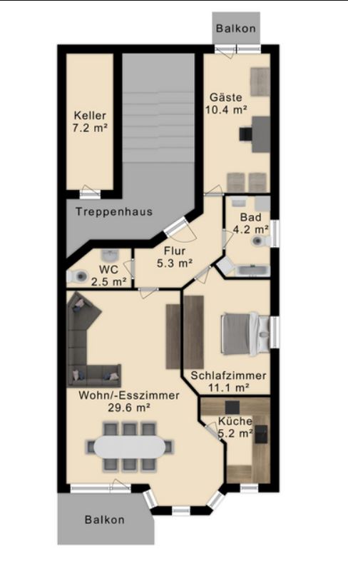 Grundriss Dachgeschosswohnung Rodgau